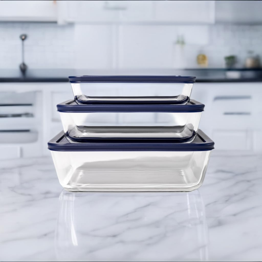 DURA LIVING 4-Piece Glass Food Storage Container (2 Containers + 2 Lids) | 6.55-Cup Rectangular, Leakproof | Microwave, Freezer, Oven & Dishwasher Safe | Ideal for Meal Prep & Pantry Organization