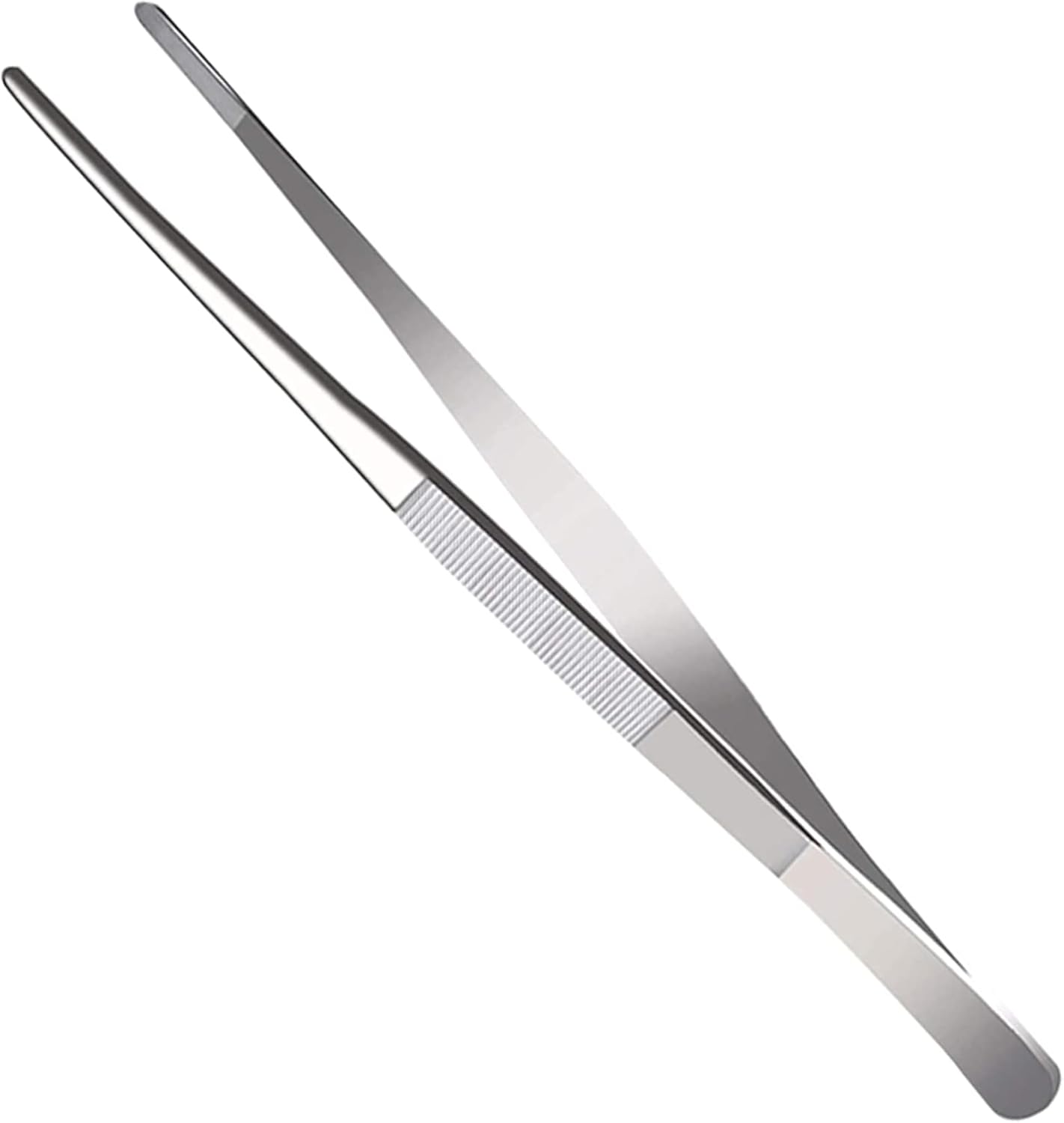 2-Pack 12-Inch BBQ Kitchen Tweezers Tongs, Extra-Long Stainless Steel Cooking Tweezers Dishwasher Safe for Grilling, Baking & Food Prep (12Inch BBQ Tongs)