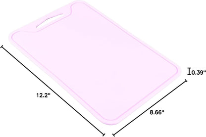 Silicone Cutting Board Flexible Chopping Mat with Hanging Hole, Food Grade Non Slip Dishwasher Safe for Meat Vegetables Fruit, 30 * 22cm, Purple