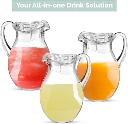2 PACK 1.5 Gallon Drink dispenser, Glass Beverage Dispenser With Elegant Stand Stand, Drink Dispensers for Parties With Spigot 100% Leakproof. Perfect For Parties And Daily Use