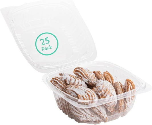 Smygoods Plastic Clamshell Food Containers, (Pack of 50-8x8x3 3/8) 3-Compartment, to go Containers, Hinged Food Container
