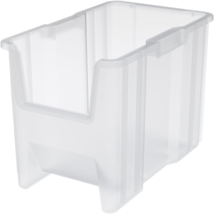 Akro-Mils 13018 Stak-N-Store Stackable Storage Bins, Heavy Duty Garage Storage Containers, Open Front Plastic Organizer for Tools, Shelves, Closet Organizer, 17-1/2" x 16-1/2" x 12-1/2", Clear, 2-Pack
