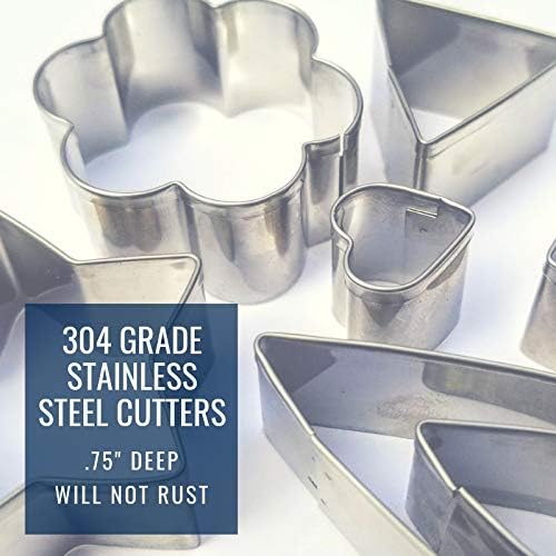 Ultra Cuisine Mini Cookie Cutter Shapes Set - 8 Shapes, 3 sizes