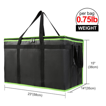 Bodaon Insulated Food Delivery Bag, XXXL Pizza Delivery Bags for Hot and Cold Food, Commercial, Large Capacity Reusable Warming Bag, Catering Cooler Bag for Rideshare, Warmers for Parties (Black, 1Pk)