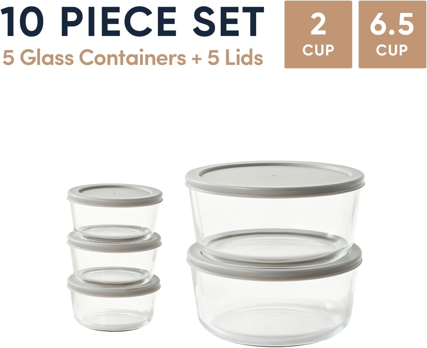 6-Piece Glass Food Storage Containers Set (3 Containers + 3 BPA-Free Lids) | 2-Cup, Leakproof | Microwave, Freezer, Oven & Dishwasher Safe | Ideal for Meal Prep & Pantry Organization, Pistachio