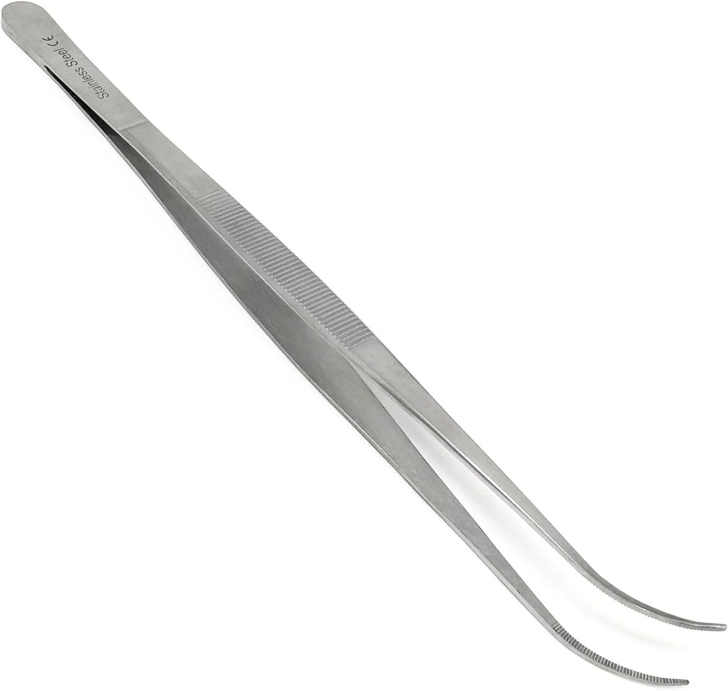 6 Inch Professional Culinary Stainless Steel Precision Tongs with Serrated Tips, Plating/Food Presentation Detailing Serving Tongs, Chef's Kitchen Tweezer Tongs - Ultra Non-Slip Grip