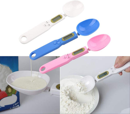 Food Scale Spoon, Digital Kitchen Scale High Precision Small Scale with Tare Function Weighing and Measuring Dry Liquid Ingredient Milk Tea Flour Medicine 1.1lb/500g(0.1g), C52 White