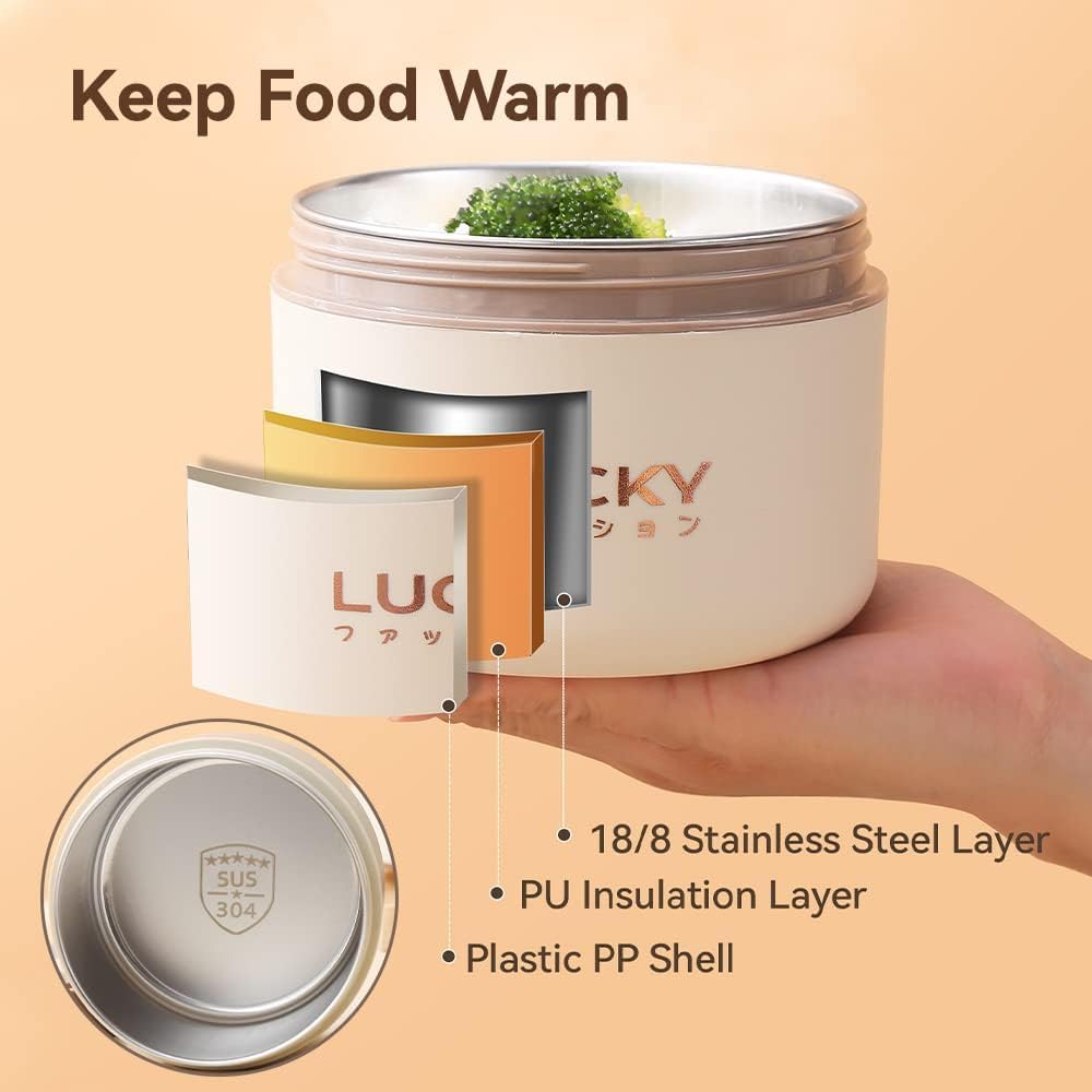 3 Compartments Bento Lunch box with Soup Bowl, Insulated Lunch Bag and Portable Utensils, Stainless Steel Camera Lunch Containers，Leak Proof Bento Box for Kids Adults Men Women…