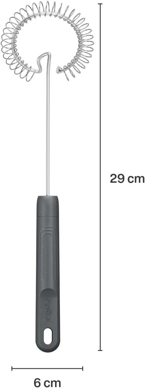 Zyliss Flat Whisk, Sustainable Wheatstraw/Nylon, Cooking Whisk forr Cooking and Serving with Heat Resistant Silicone Head, Beluga Grey, 11.9" x 2.8", Dishwasher Safe, 5 Year Guarantee
