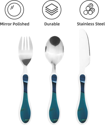 3-Piece Kids Silverware Set With Storage Case, Stainless Steel Reusable Children Safe Knife Spoon Fork Set Candy Children Flatware Set For Kids Lunch Box