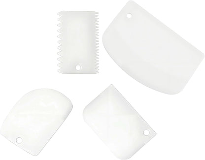 Cake Scraper Smoother Set and Sculpting & Modeling Tools, Cake Dough Flexible Spatula for Kitchen & Dining, 4 Pcs, White