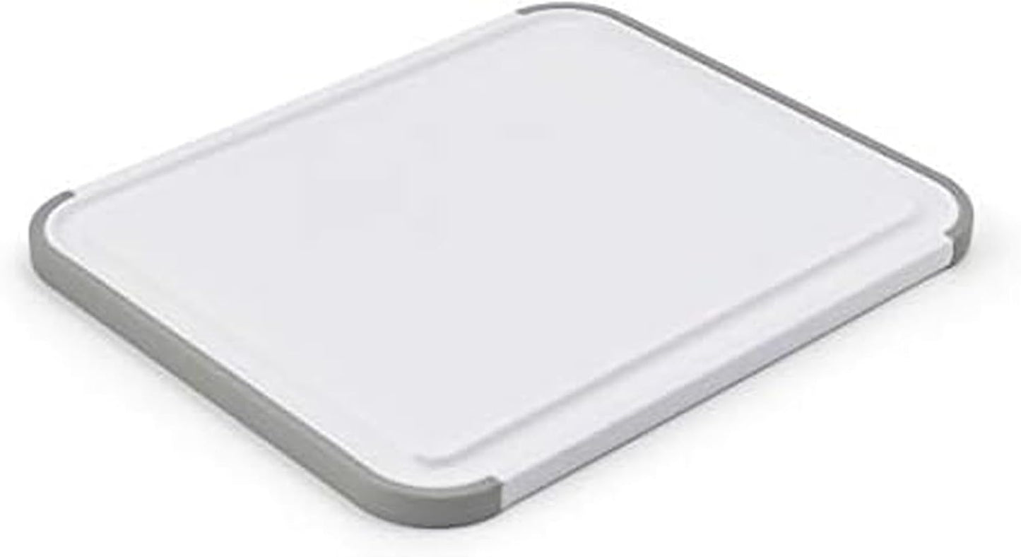 KitchenAid Classic Plastic Cutting Board with Perimeter Trench and Non Slip Edges, Dishwasher Safe, 12 inch x 18 inch, Gray