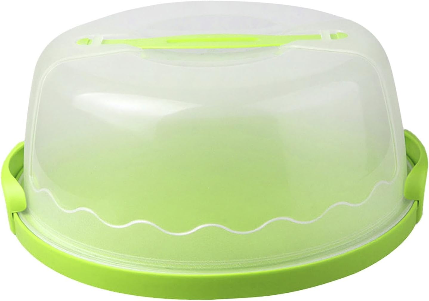 MagiDeal Cake Carrier,Cake Keeper Stand,Fits 10 inch Cake,Holds Pies,Round Cupcake Storage,with Lid and Handle,Cake Storage Container, green, 28.7cmx13cm