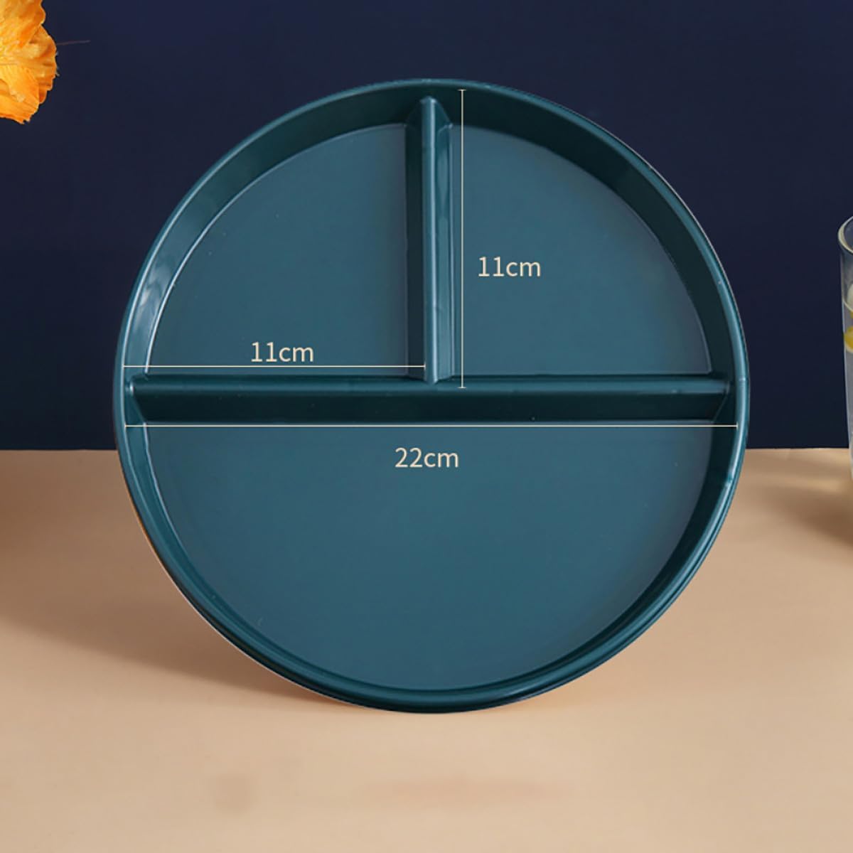 Cabilock Three-compartment Portion Control Plate 3-grid Pp Plastic Dinner Plate Meal Prep Tray for Weight Management Green for Healthy Eating and Portioning