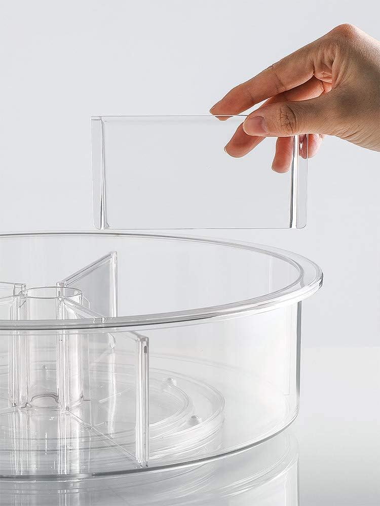 Slideep Lazy Susan Plastic Turntable Divided Spinner for Kitchen Cabinet, Pantry, Fridge, Cupboard, Counter Organizing Fully Rotating Organizer for Food, Spices, and Condiments, 11.5" Clear - 2 Pack