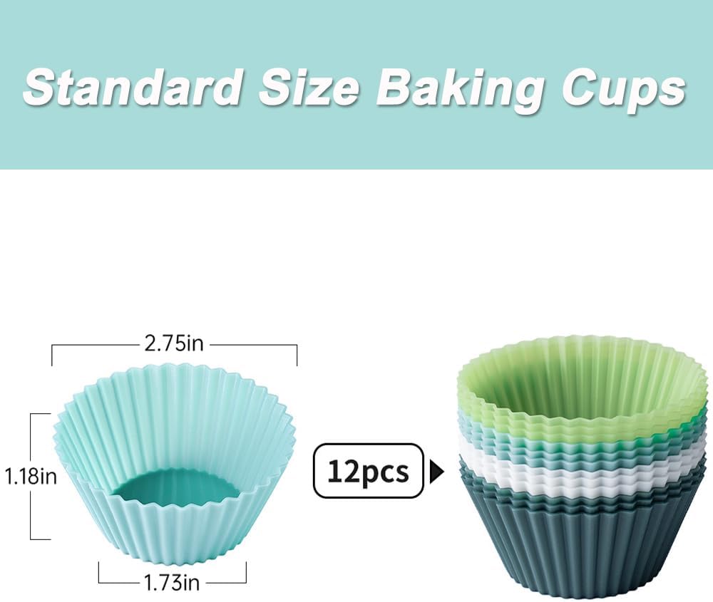36 Pack Silicone Cupcake Liners Muffin Baking Cups Liners Reusable Non-Stick Cake Molds Sets Lunch Bento Box Dividers Accessories