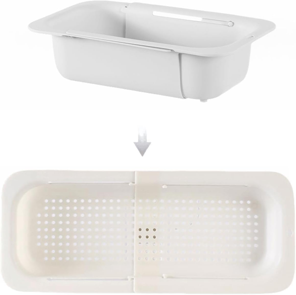 Extendable Over the Sink Colander Strainer Basket, Plastic Retractable Kitchen Sink Basket - Wash Vegetables, Fruits, Drain Pasta and Dry Dishes L (black XL)