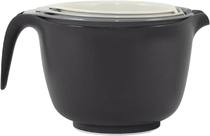 Glad Mixing Bowls with Pour Spout, Set of 4 - Nesting Plastic Bowls (1.2qt, 1.9qt, 2.8qt, and 3qt with Handle) - Non Slip Base, Dishwasher Safe Kitchen Cooking and Baking Supplies, Green