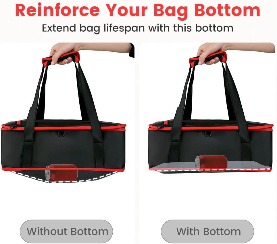 Insulated Resuable Casserole Carrier Bag for Hot or Cold Food, Foldable Portable Prep Carrier, Thermal Food Transport Bag for 9''x13'' & 11''x15'' Baking Pan, Travel Picnic Cake Dessert lunch, Black