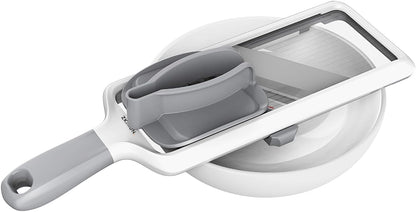 ZKIRON Handheld Mandoline Slicer for Kitchen - Adjustable 1-3mm Slicer Vegetable Cutter with Safety Hand Guard, Compact Potato Onion & Cucumber Slicer for Salads, Small-Medium Veggies & Meal Prep