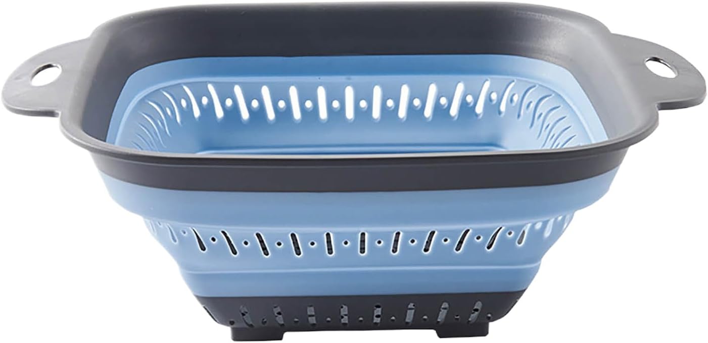 Collapsible Kitchen Colander and Strainer Set - Round Folding Food Strainer, Space-Saving Silicone Colander for Pasta, Vegetables & Fruits, Dishwasher-Safe Colander, Easy Storage Colander for Kitchen