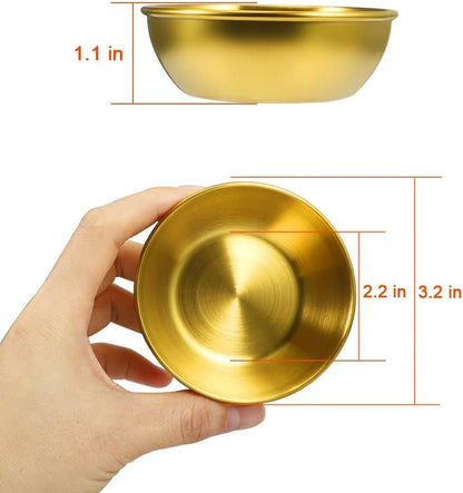 12 Pack 3.5inch Stainless Steel Sauce Dishes Mini Individual Saucers Bowl Round Seasoning Dishes Sushi Dipping Bowl Appetizer Plates, Sliver
