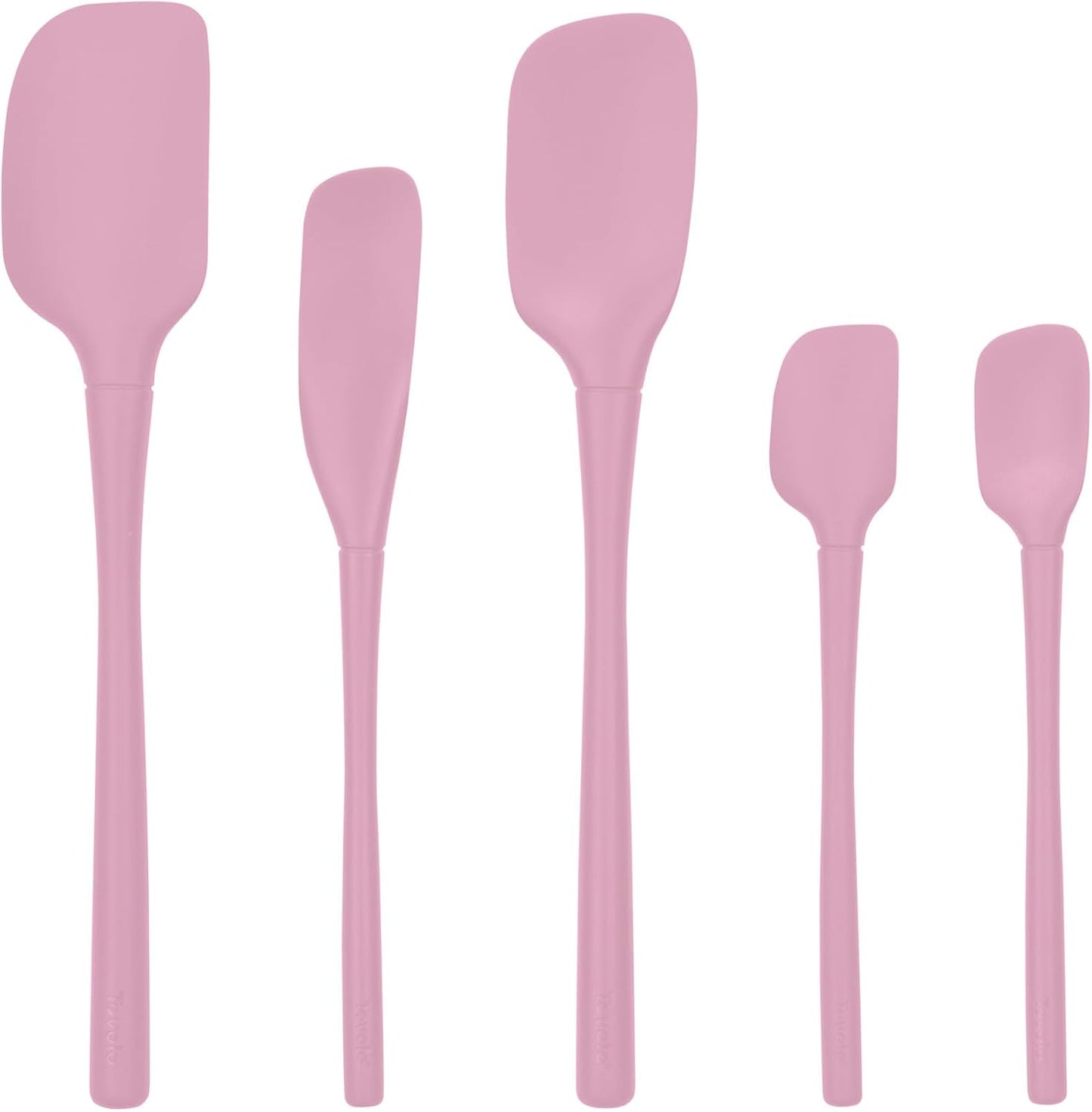Tovolo Flex Core 5 Piece Silicone Spatula Set Heat Resistant All Silicone Utensils Include Non Stick Spatula Spoonula Jar Scraper, Dishwasher Safe BPA Free Spatulas for Baking Mixing, White