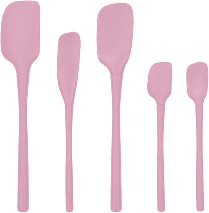 Tovolo Flex Core 5 Piece Silicone Spatula Set Heat Resistant All Silicone Utensils Include Non Stick Spatula Spoonula Jar Scraper, Dishwasher Safe BPA Free Spatulas for Baking Mixing, White
