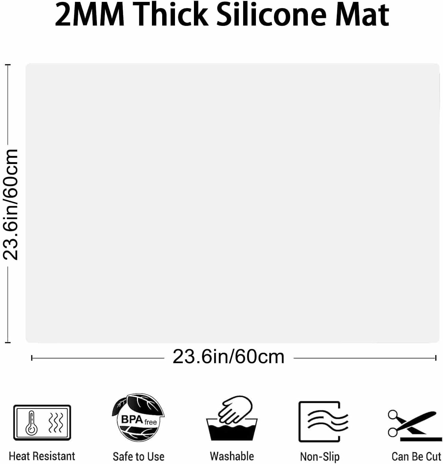 Silicone Mats for Kitchen Counter, 47.3"x23.6"x0.08" Largest Heat Resistant Mat Kitchen Island Waterproof 2MM Thick Countertop Protector Mat Nons-slip Extra Large Counter Mat (Black)