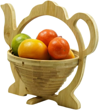MYOSOTIS Foldable Fruit Basket Collapsible Bamboo Fruit and Veggie Basket Fruit Bowl Holder and Dried Fruit Basket For Holiday Party (Duck)