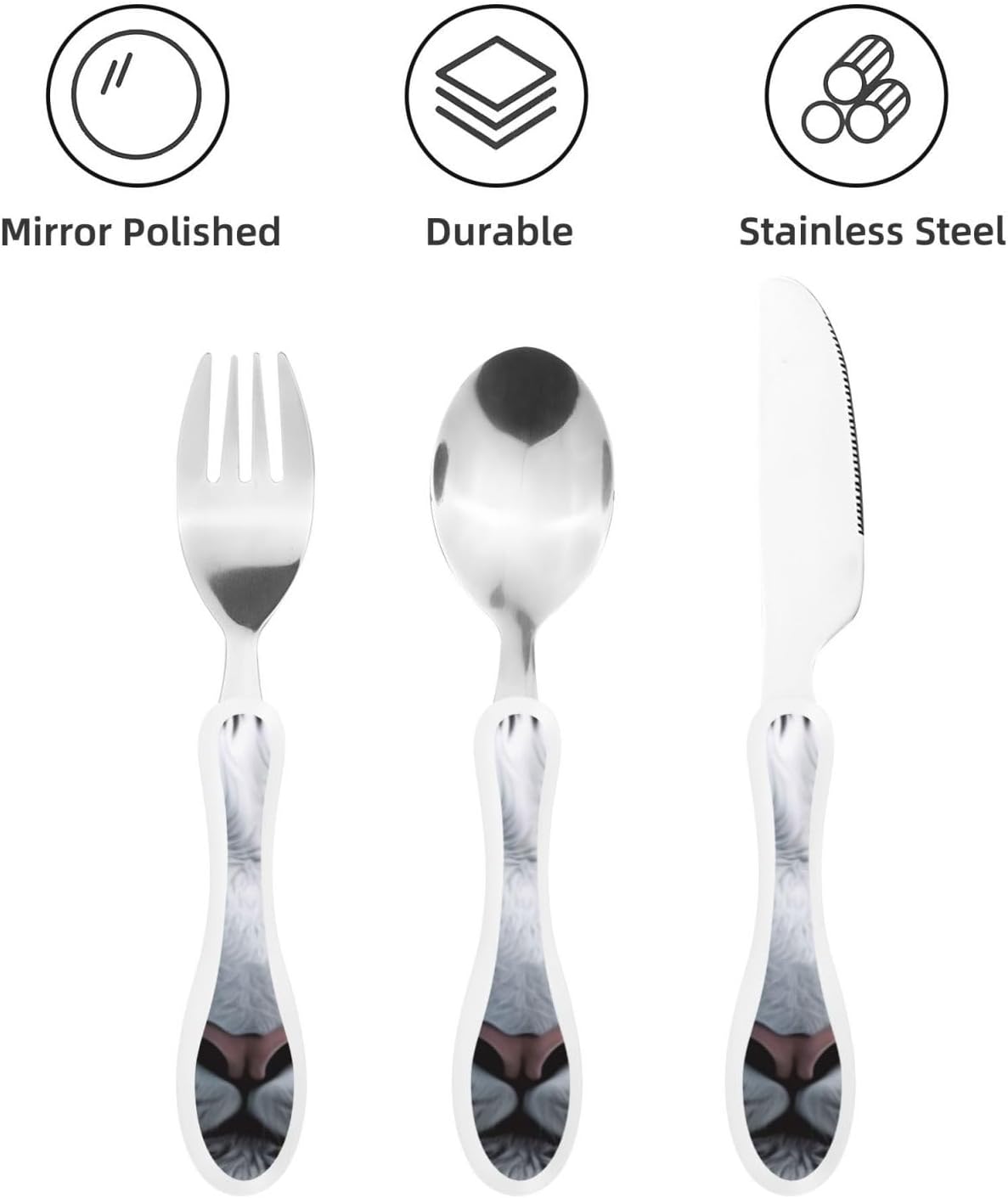 3-Piece Kids Silverware Set With Storage Case, Stainless Steel Reusable Children Safe Knife Spoon Fork Set Dolphin Children Flatware Set For Kids Lunch Box