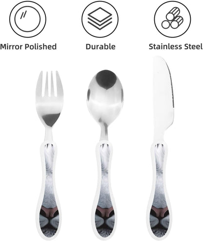 3-Piece Kids Silverware Set With Storage Case, Stainless Steel Reusable Children Safe Knife Spoon Fork Set Dolphin Children Flatware Set For Kids Lunch Box