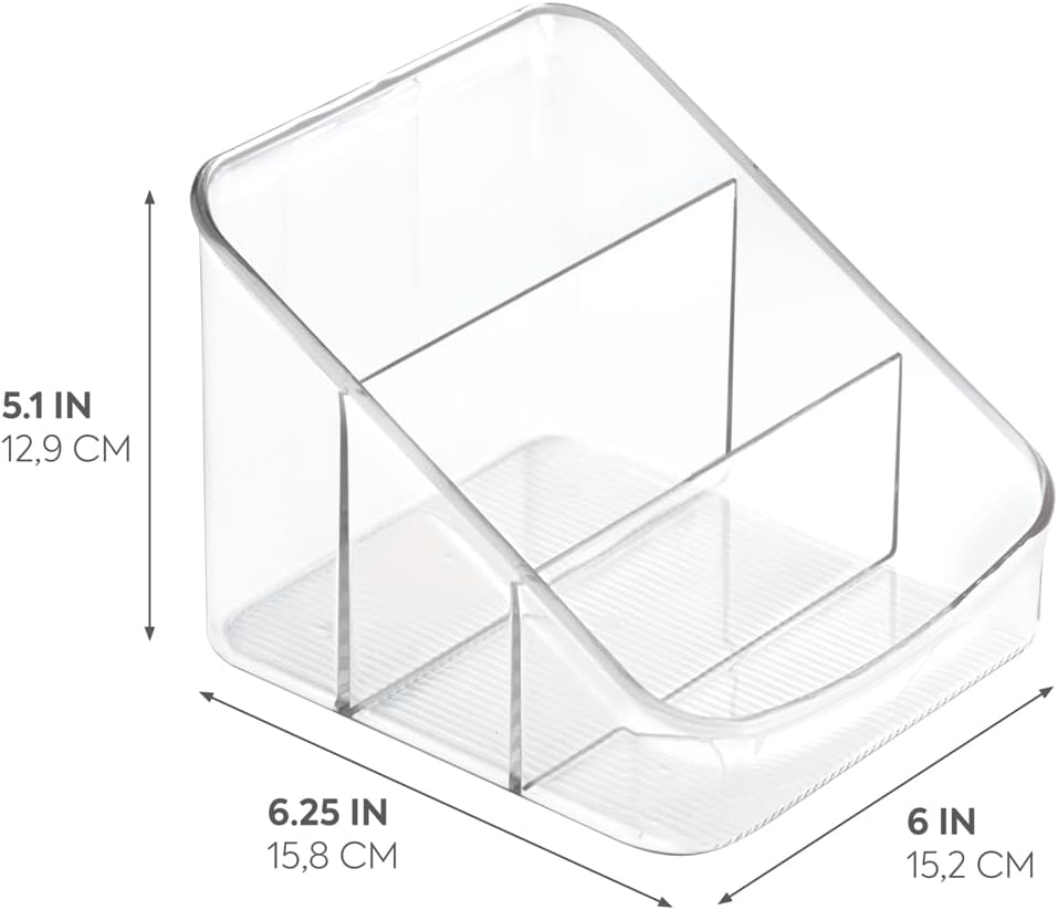 iDesign Linus BPA-Free Plastic 3-Tier Packet Organizer - 6.25" x 5.75" x 5", Clear
