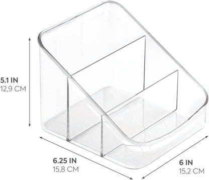 iDesign Linus BPA-Free Plastic 3-Tier Packet Organizer - 6.25" x 5.75" x 5", Clear