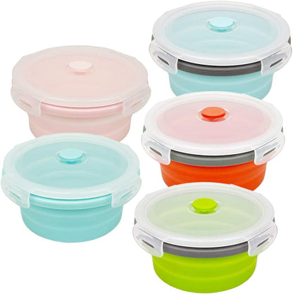 CARTINTS Silicone Collapsible Food Storage Containers-Prep/Storage Bowls with Lids - Set of 3 Square Silicone Lunch Containers - Microwave, Dishwasher and Freezer Safe (blue)