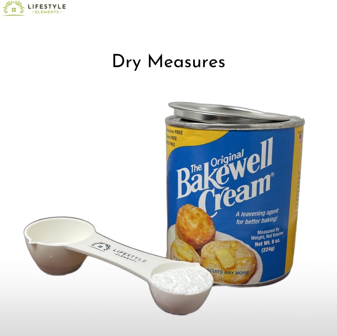 All In One Measuring Spoon Pack of 2 Includes 1 Tbsp 1 Tsp 1/2 Tsp 1/4 Tsp Measures Plastic Measuring Spoons Use for Dry Ingredients or Liquids Durable Rugged Dishwasher Safe Made in USA