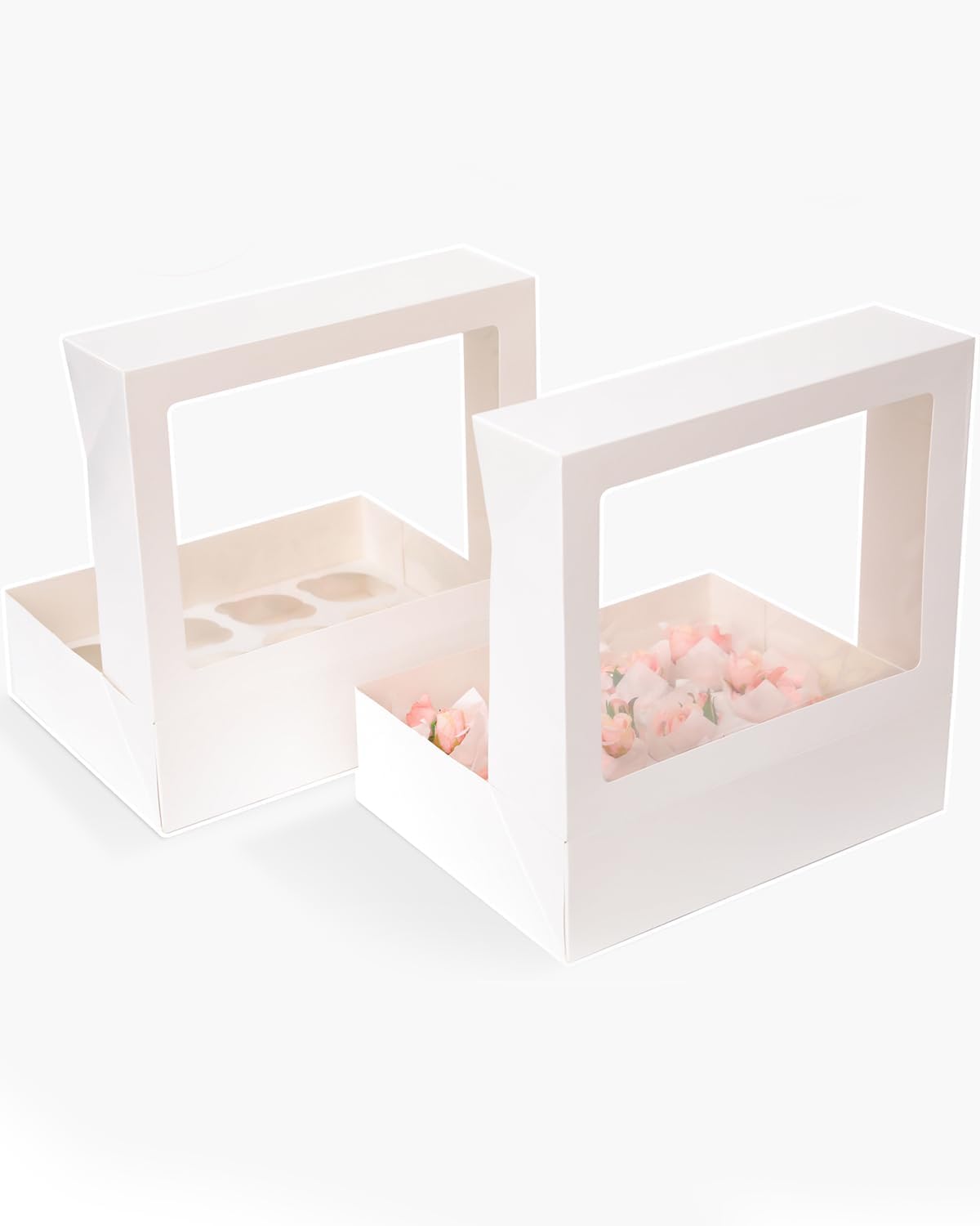 Bakepacker Auto-pop up 12 Cupcake Containers 6-Packs Brown Cupcakes Carrier, 12 Cupcake Boxes with Window 13"x10"x3.5"