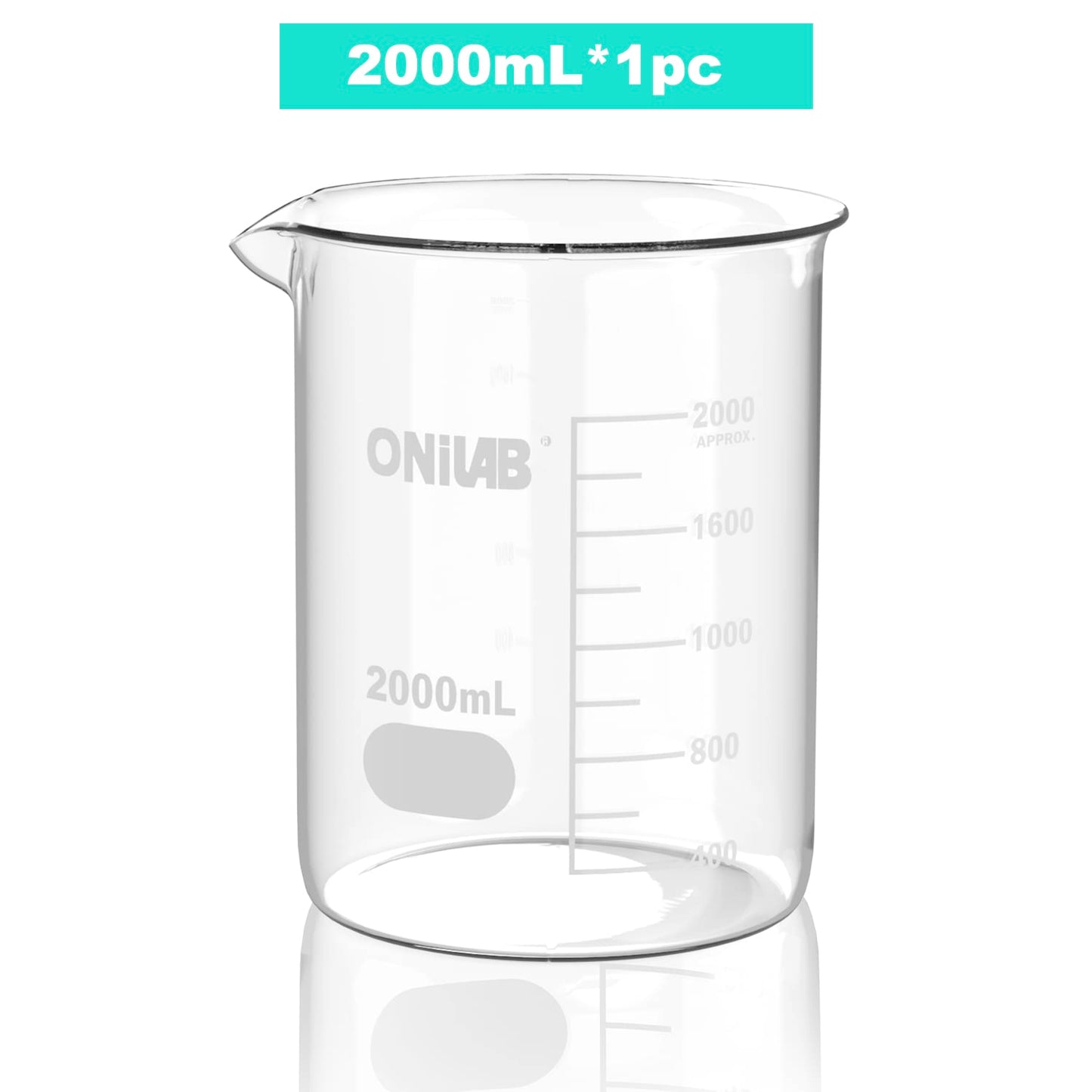 ONiLAB Glass Measuring Beaker Set 50ml 100ml 250ml (Pack of 3) 3.3 Boro Griffin Low Form with Printed Graduation Scientific Glassware for Laboratories, Classrooms or Home Use 13900244