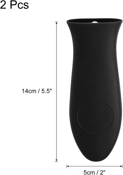 uxcell 2pcs Silicone Hot Handle Holders, Cast Iron Skillet Handle Covers Silicone Pan Handle Sleeve for Frying Pans Griddles Cookware Handles, Orange