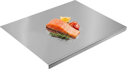 Stainless Steel Cutting Board Set with Lip, 2 Pack 16" & 24" Metal Chopping Boards for Kitchen Countertop, Non-Slip Food Prep Boards for Meat & Vegetables