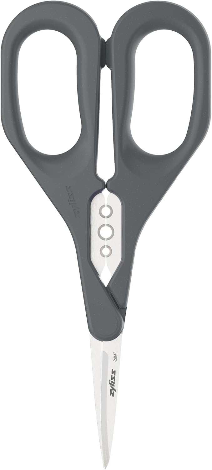 Zyliss Herb Snippers with Integrated Stem Stripper – Precision Blade Kitchen Scissors for Fresh Herbs, Parsley, Cilantro & Chives – Ergonomic Wheat Straw Handle, Left/Right-Handed, Dishwasher Safe