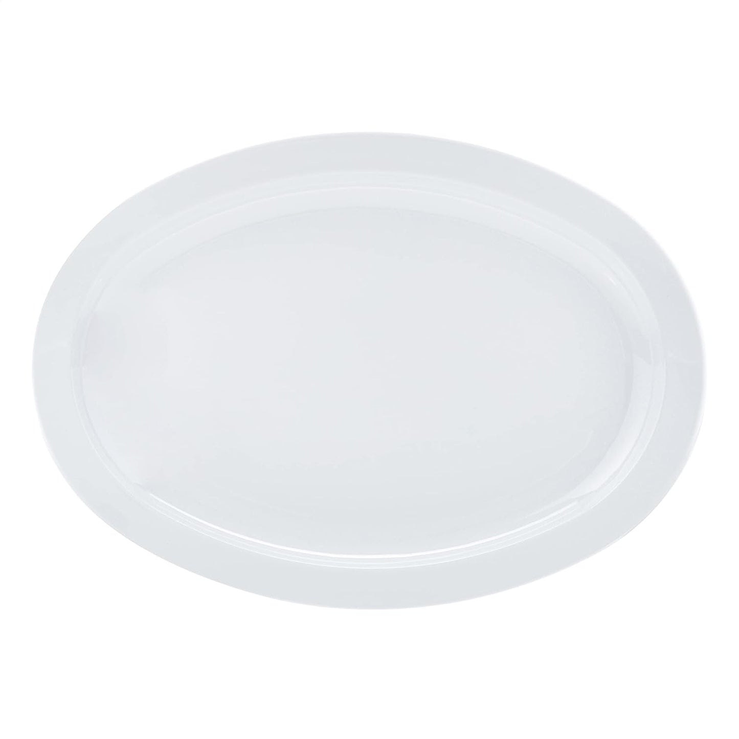 Amazon Basics Melamine Oval Platter Serving Tray, Dishwasher Safe, Narrow Rim, 13 in x 9.75 in, White, 6-Piece Set