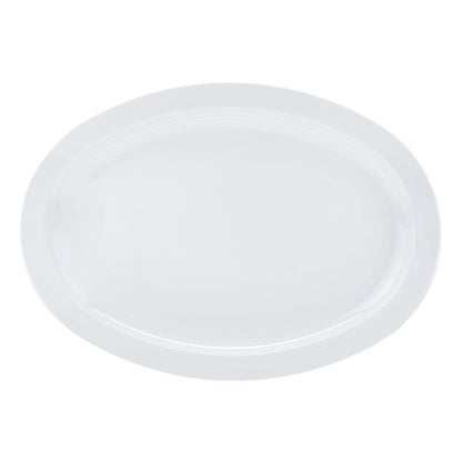 Amazon Basics Melamine Oval Platter Serving Tray, Dishwasher Safe, Narrow Rim, 13 in x 9.75 in, White, 6-Piece Set