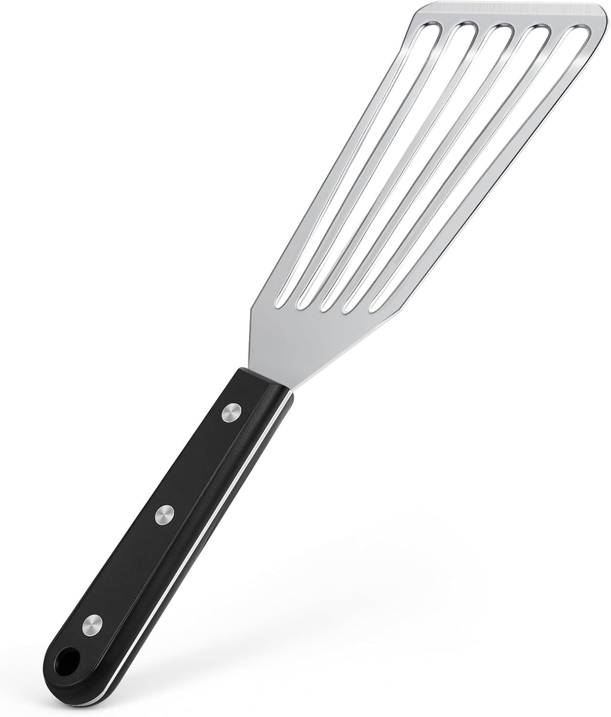 Newness Metal Fish Turner Spatula Stainless Steel for Kitchen Use, Small Griddle Egg Spatula, Flexible, Polished Metal, Corrosion Resistant, Kitchen Slotted Turner with Thin Edge Ideal for Turning,11"