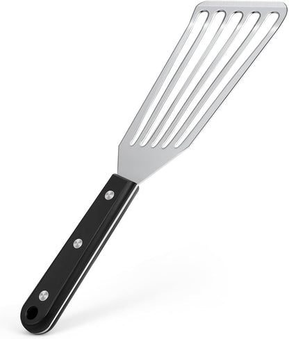 Newness Metal Fish Turner Spatula Stainless Steel for Kitchen Use, Small Griddle Egg Spatula, Flexible, Polished Metal, Corrosion Resistant, Kitchen Slotted Turner with Thin Edge Ideal for Turning,11"