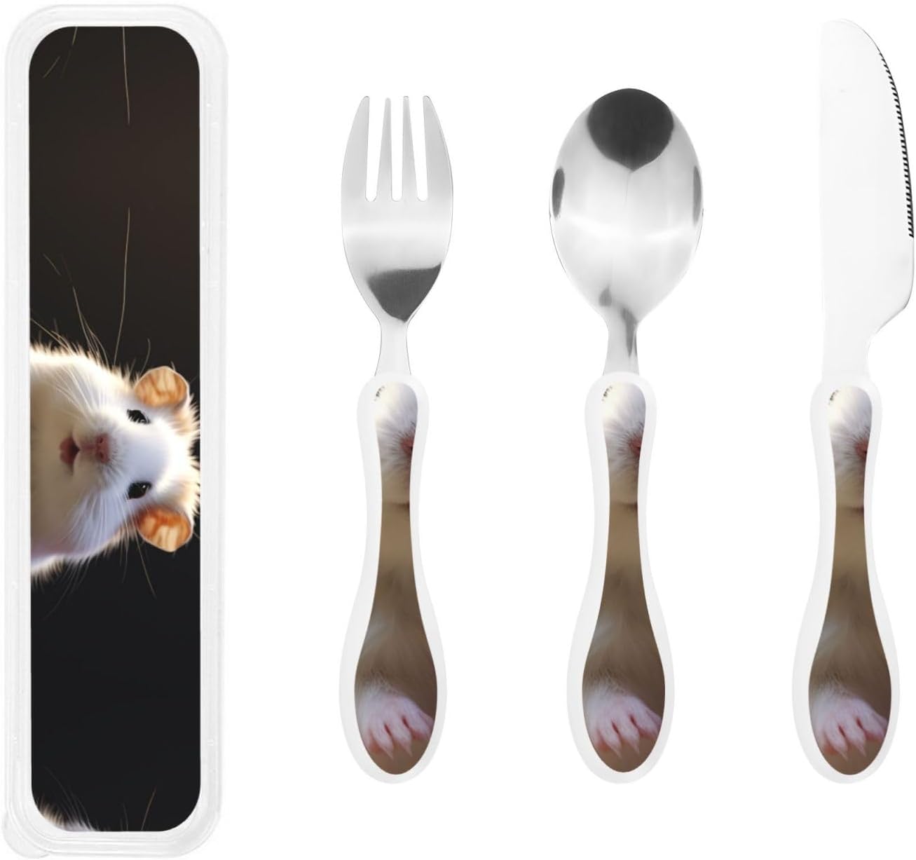 3-Piece Kids Silverware Set With Storage Case, Stainless Steel Reusable Children Safe Knife Spoon Fork Set Dragonfly Insects Flowers Children Flatware Set For Kids Lunch Box