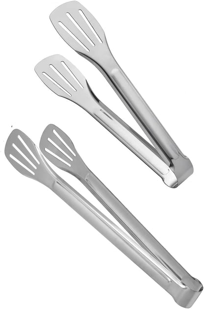 HornTide Stainless Steel Pasta Tongs, Pack of 2 Piece, Teethed Ends Design for Spaghetti Noodle Pastry, Kitchen Serving Tong Set 8-inch 20cm