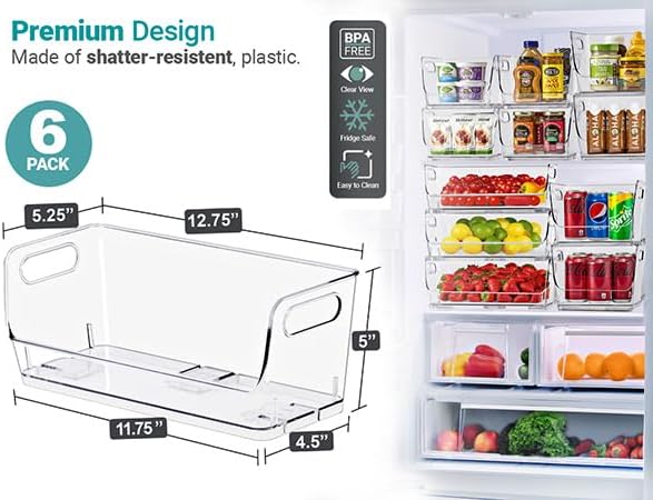 Sorbus Stackable Storage Bins Open Front - Clear Stackable Storage Bins - Pantry Bins for Storage and Organization - Acrylic Stackable Bins for Kitchen - Clear Pantry Organizer Bins (Medium 2 Pack)