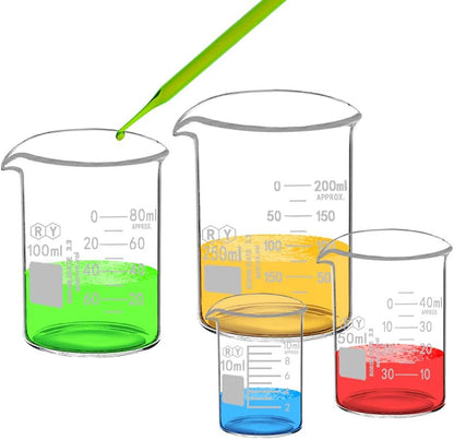 Graduated Glass Measuring Low Form Beaker Set (50ml+100ml+250ml)