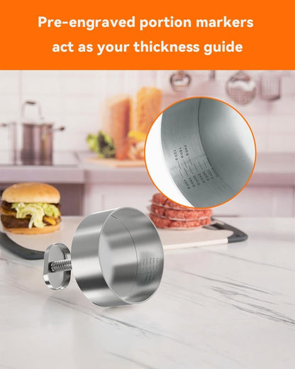 Brigii 304 Stainless Steel Burger Press, 4.5" Hamburger Press Patty Maker